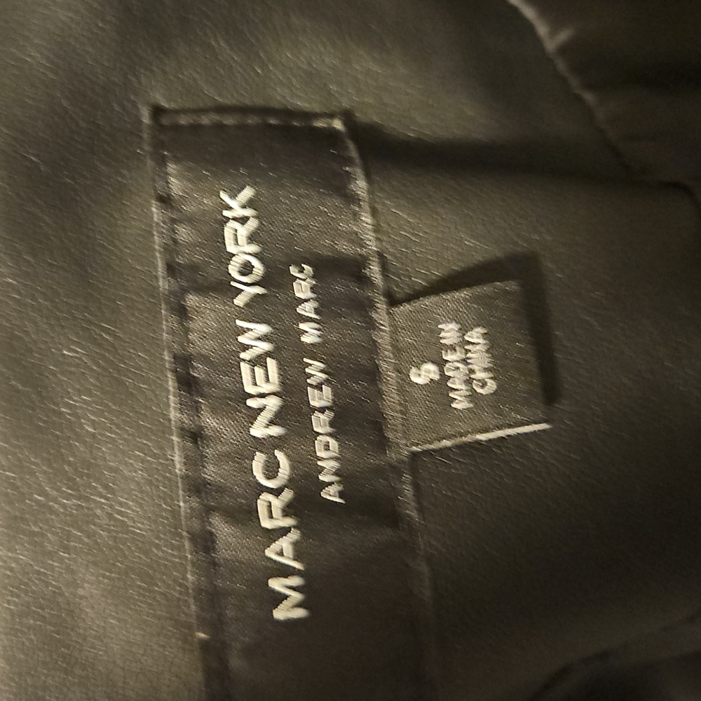 Marc New York Black Faux Leather Biker Jacket sz Small - Picture 11 of 13